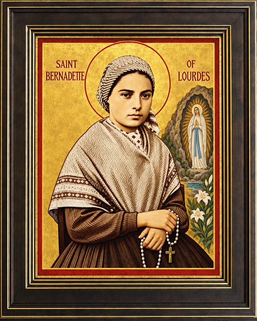 Framed Icon of Saint Bernadette of Lourdes 