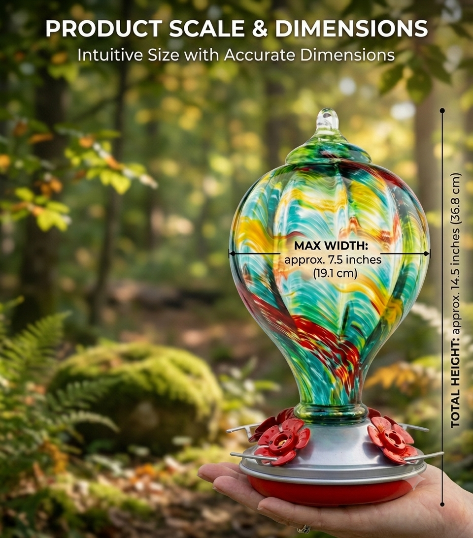 Solstice Balloon Glass Hummingbird Feeder
