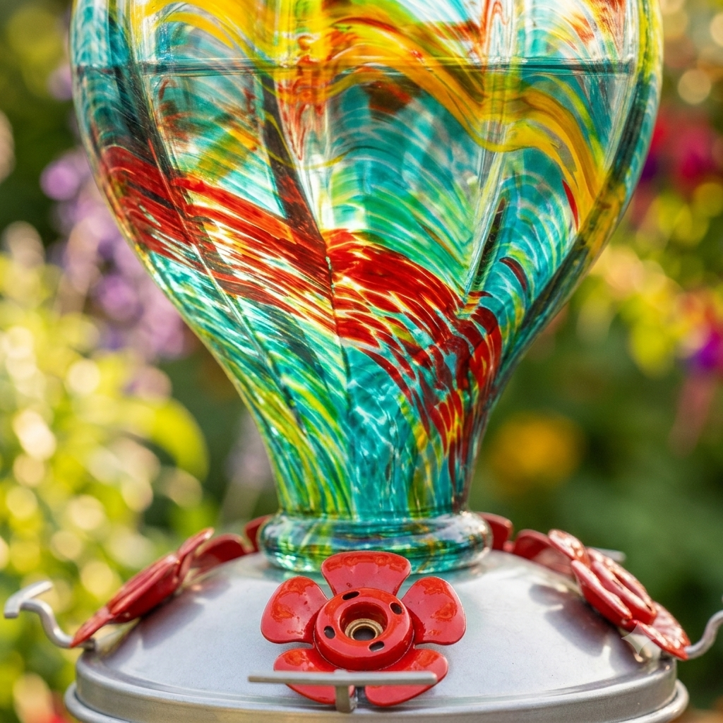 Solstice Balloon Glass Hummingbird Feeder