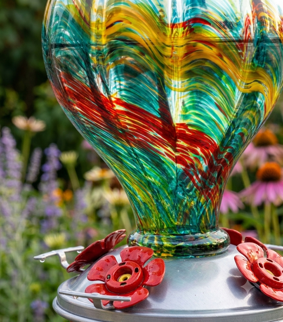 Solstice Balloon Glass Hummingbird Feeder
