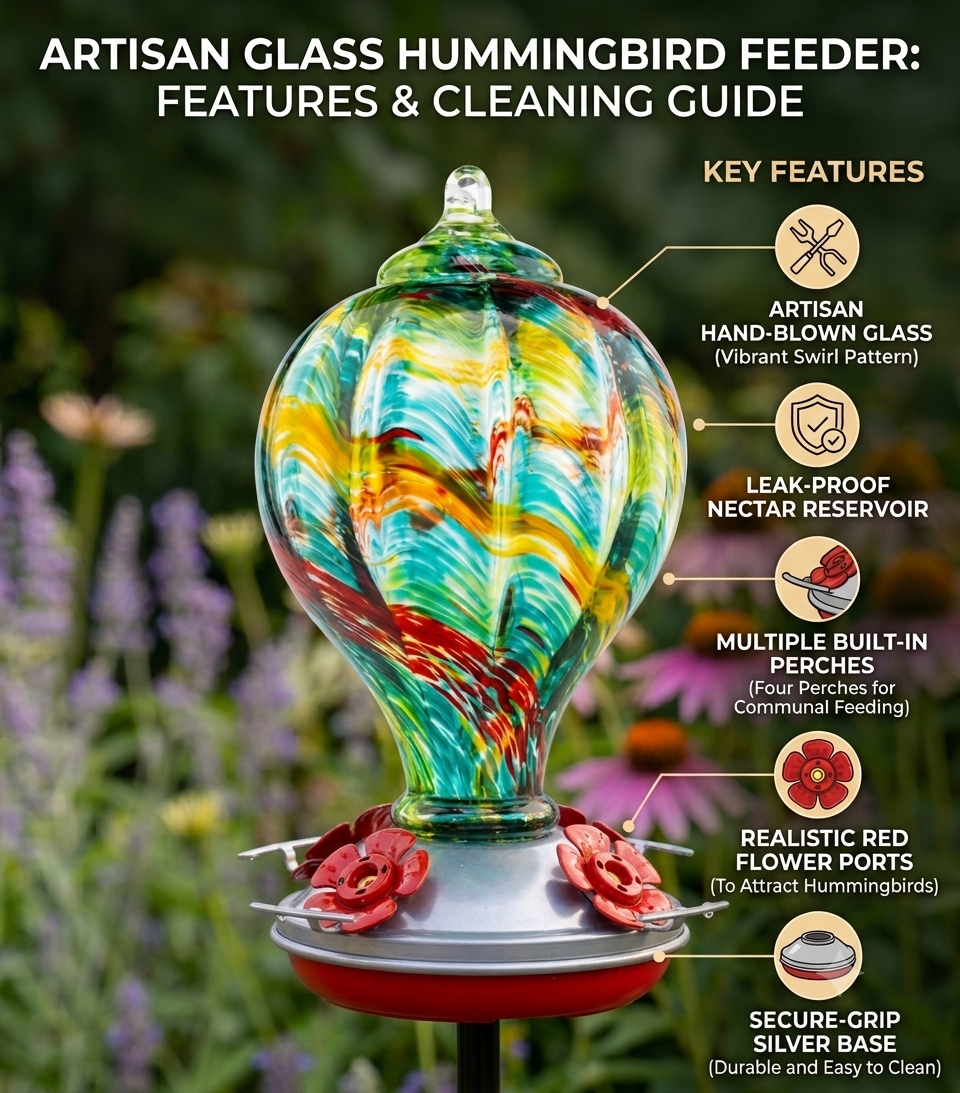 Solstice Balloon Glass Hummingbird Feeder