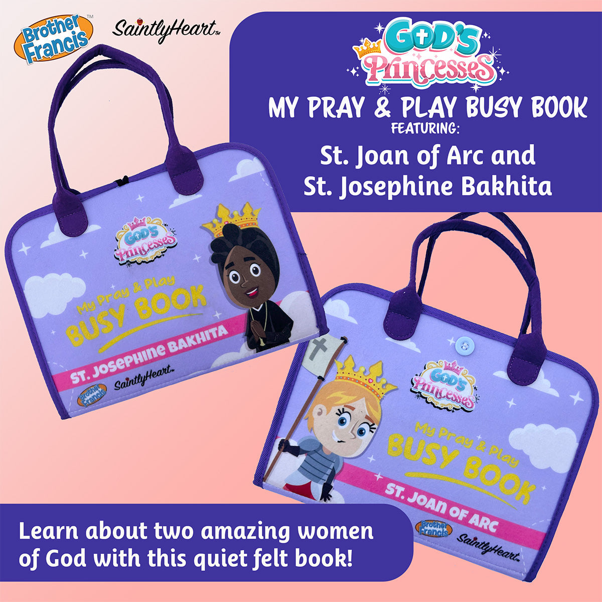God's Princesses Vol. 1 Felt Busy Book - St. Joan of Arc and St. Josephine Bakhita - Journeys of Faith
