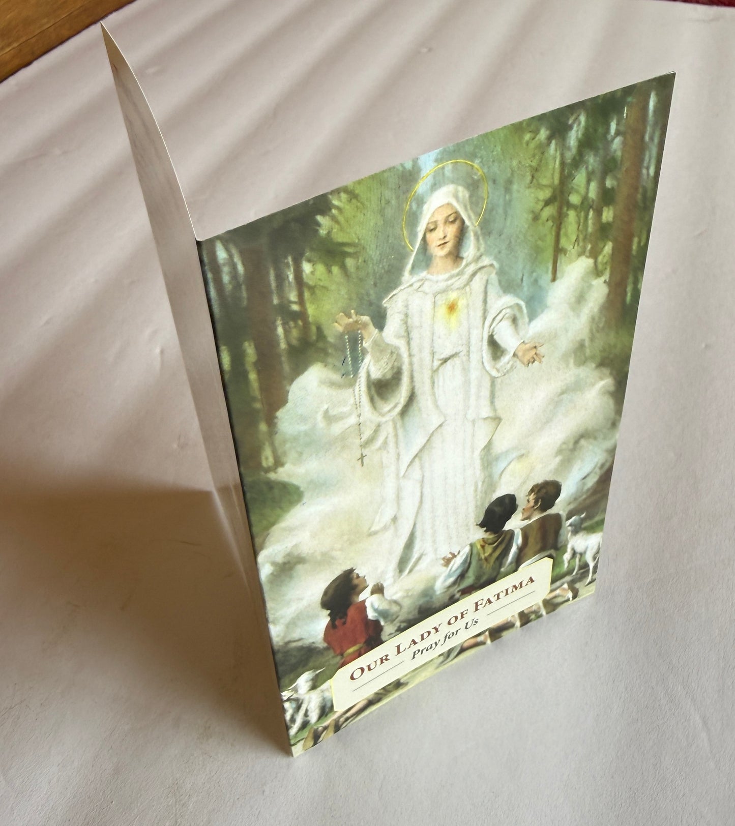 Our Lady of Fatima Prayer Card with the Fatima Prayers