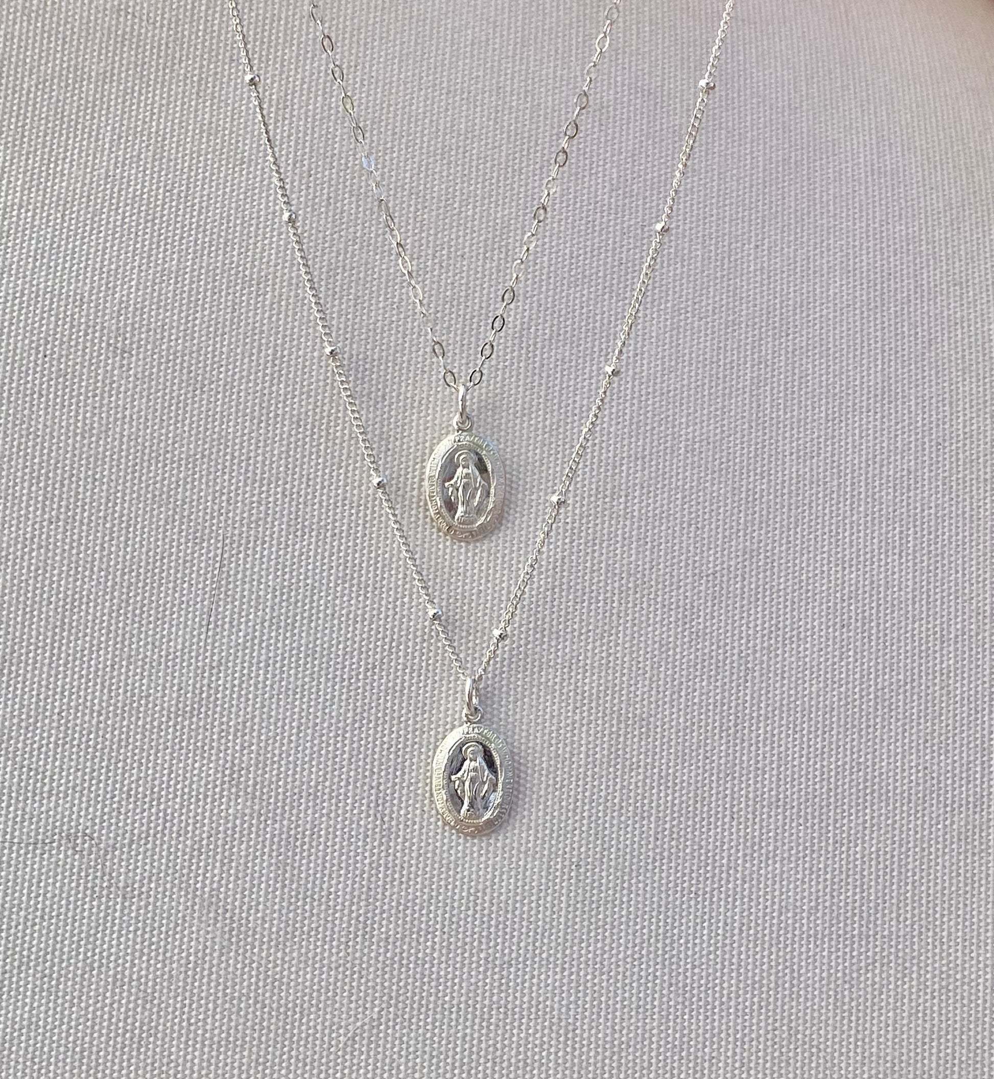Dainty Miraculous Medal Necklace in Silver - Journeys of Faith