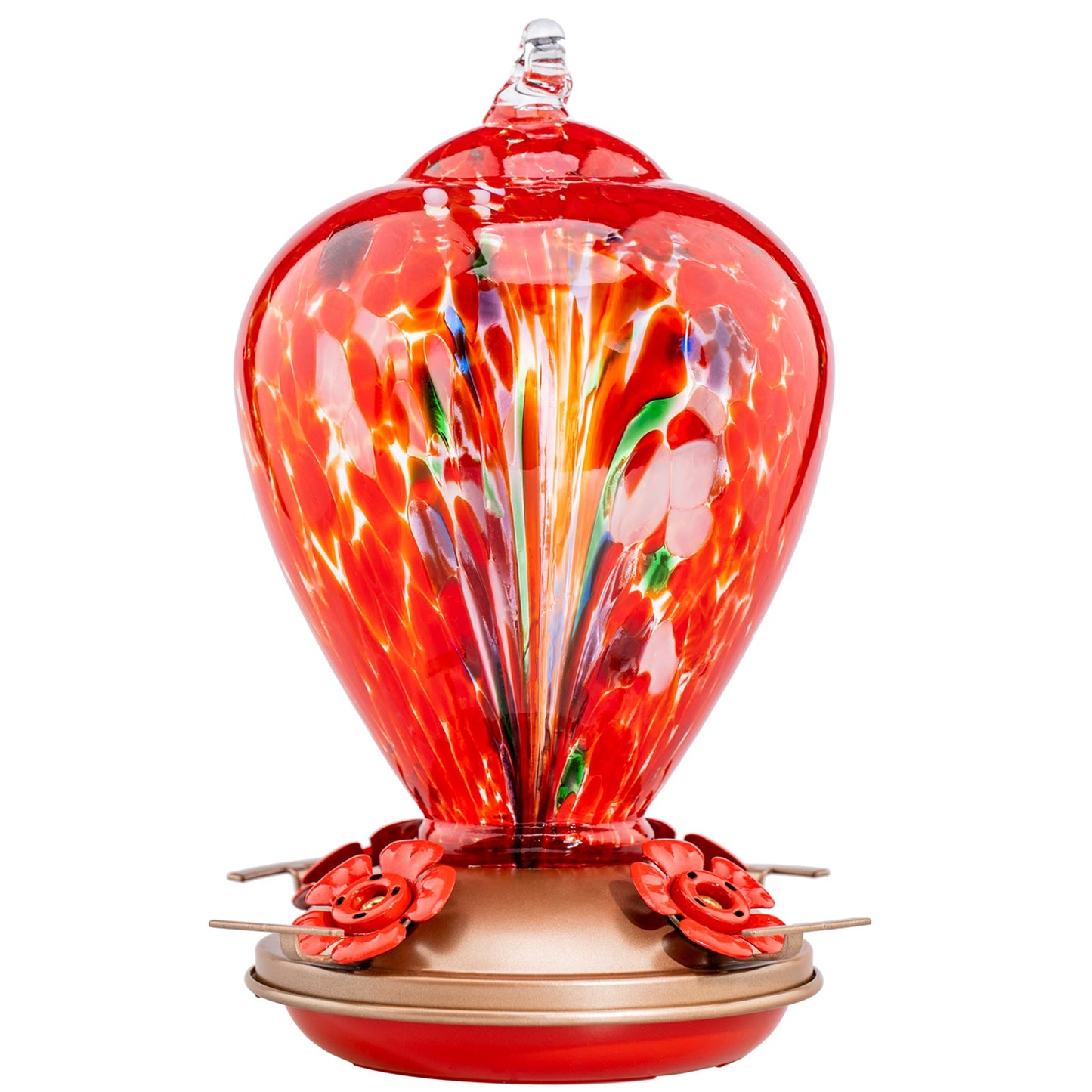 The Crimson Calla Glass Hummingbird Feeder