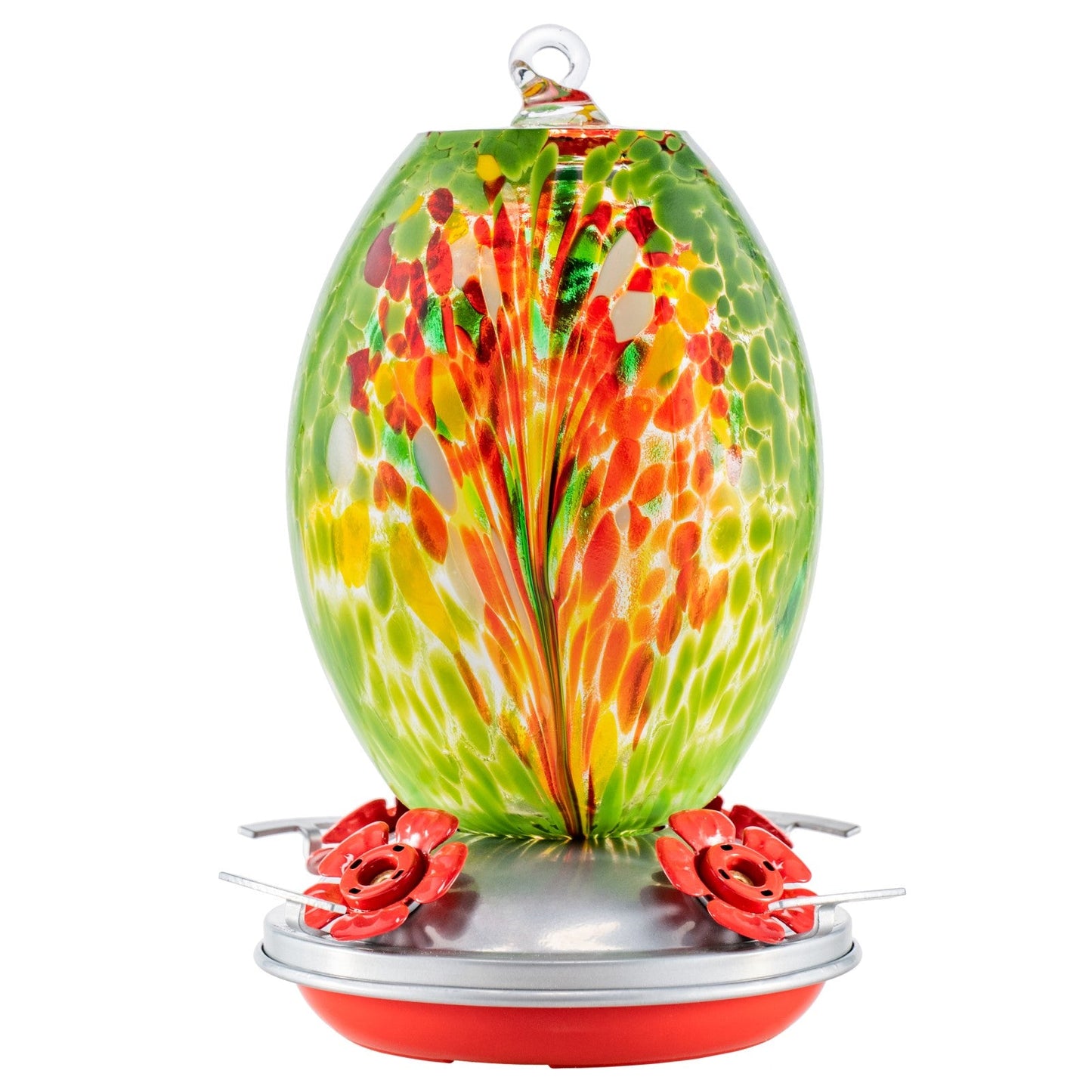 Meadow Confetti Olive Glass Hummingbird Feeder