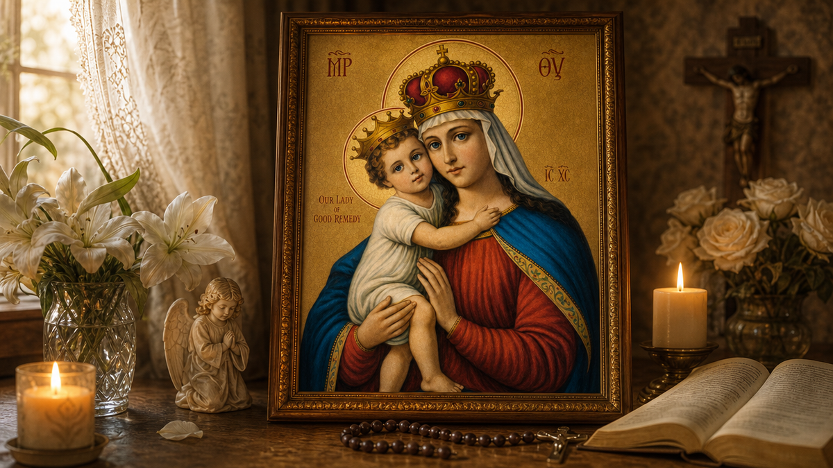 Our Lady of Good Remedy
&nbsp;Icon 8 by 10 Print Framed display
