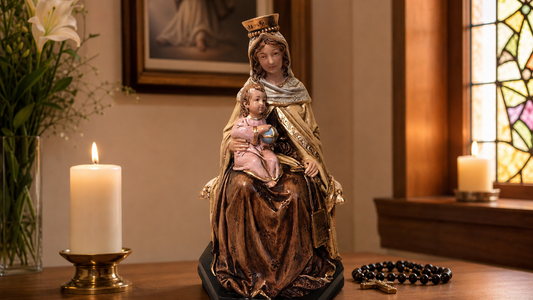 Our Lady of Mount Carmel Statue, Hand-Painted Resin