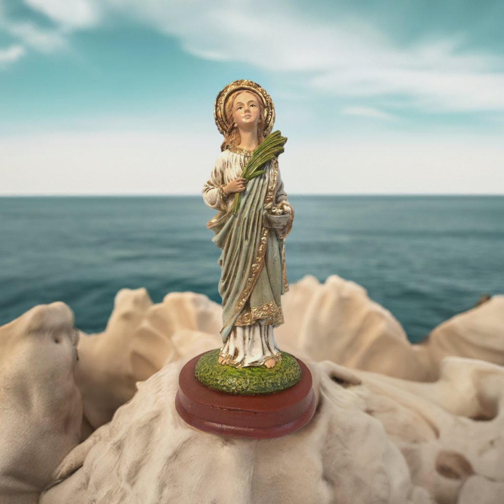 Saint Lucy  Hand Painted 8" Statue, New From Colombia #L015 - Bob and Penny Lord