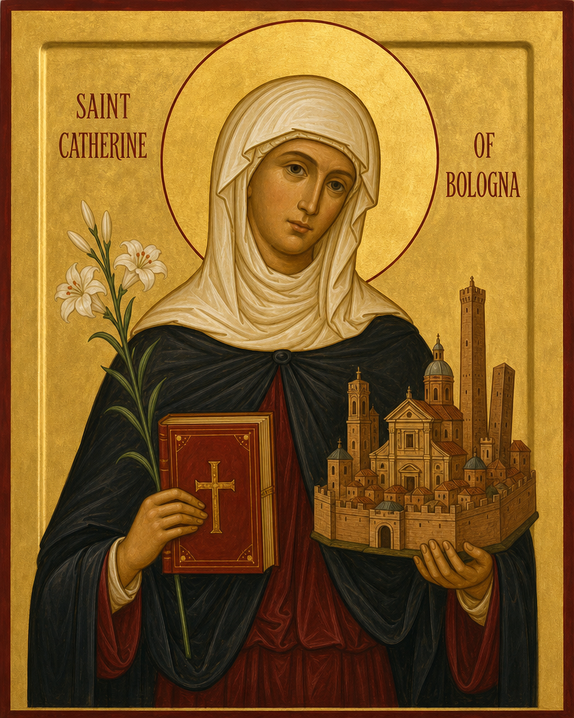 Saint Catherine of Bologna Icon 8 by 10 Print Framed