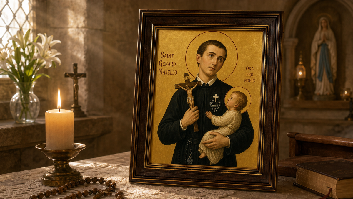Saint Gerard Majellai Icon 8 by 10 Print Framed display
