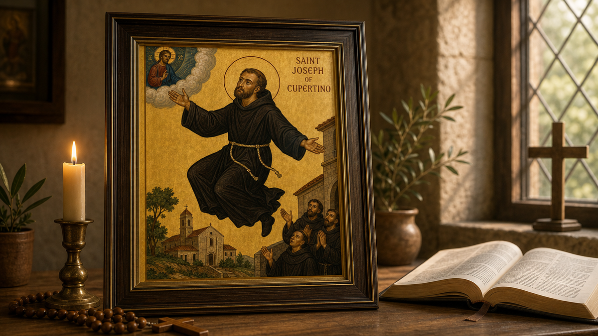 Saint Joseph of Cupertino Icon 8 by 10 Print Framed