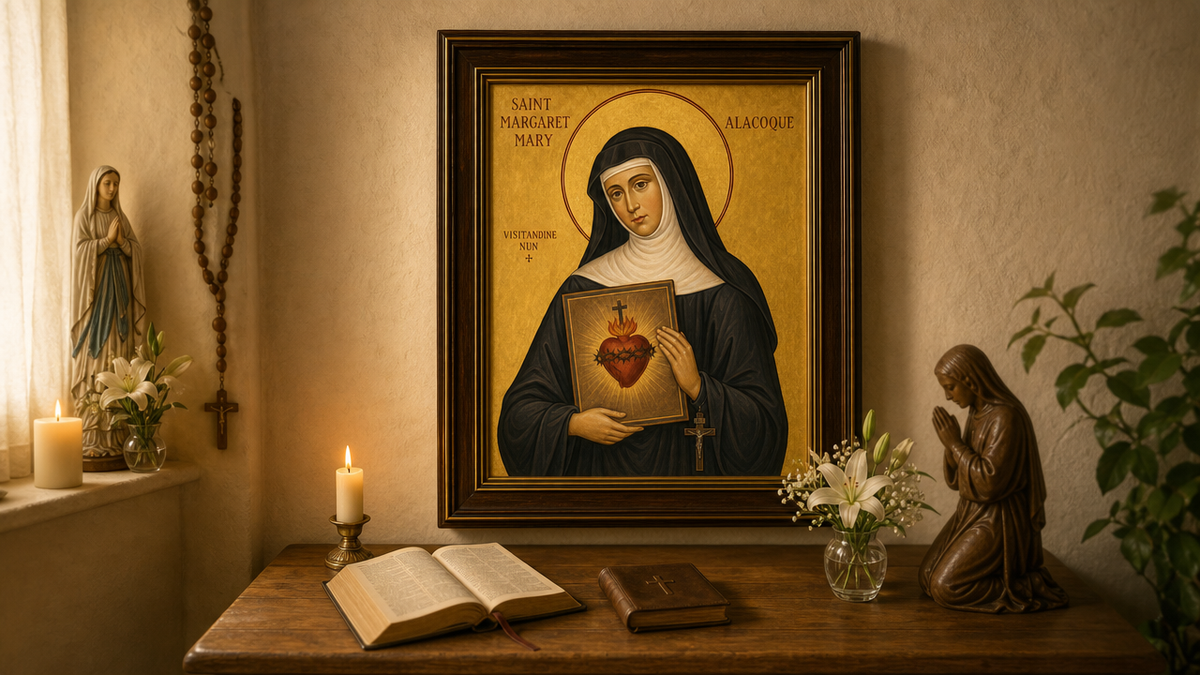 Saint Margaret Mary Alacoque Icon 8 by 10 Print Framed display