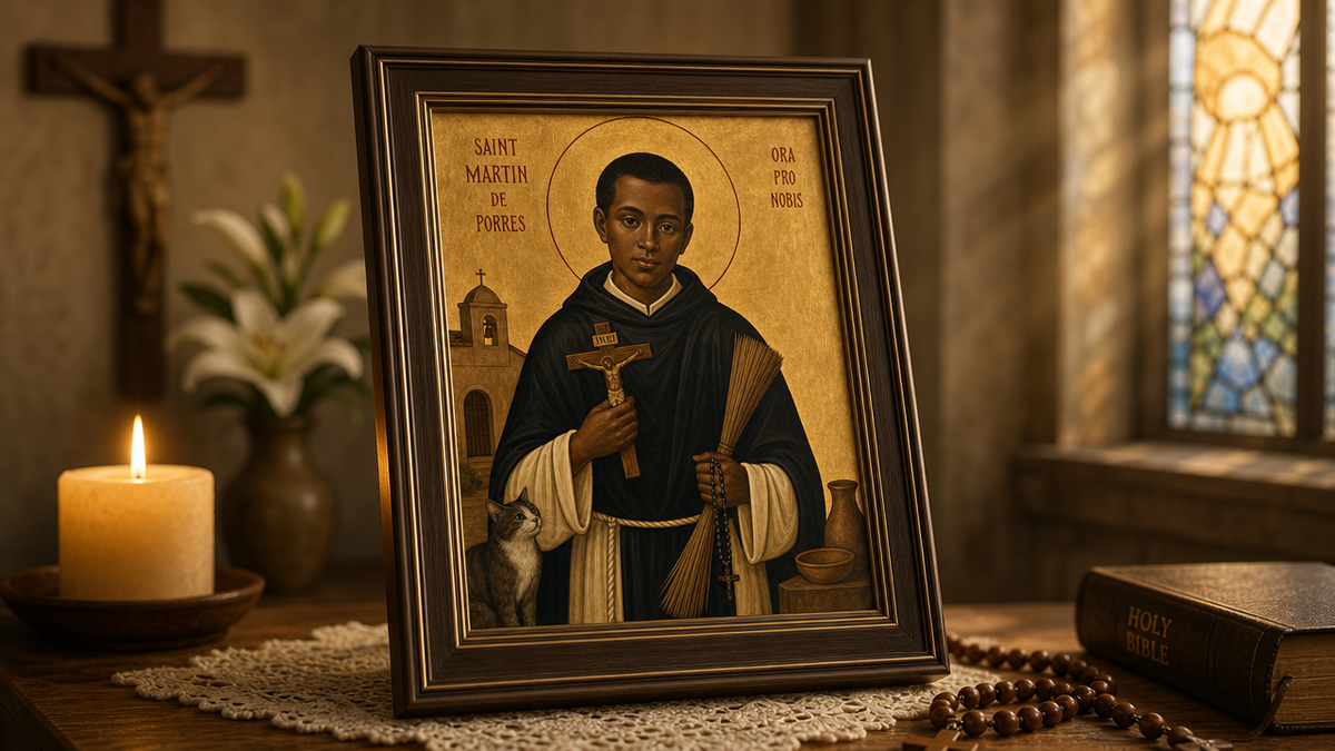 Saint Martin de Porres&nbsp;Icon 8 by 10 Print Framed