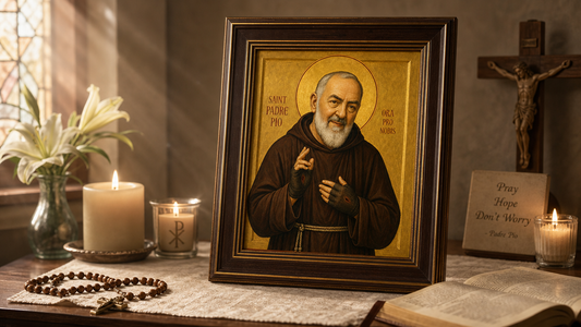 Saint Padre Pio Icon 8 by 10 Print Framed
