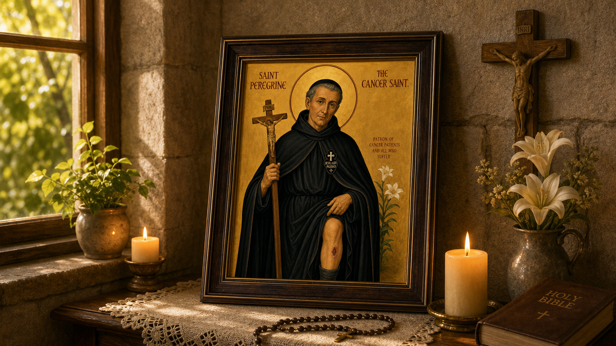 Saint Peregrine the Cancer Saint Icon 8 by 10 Print display