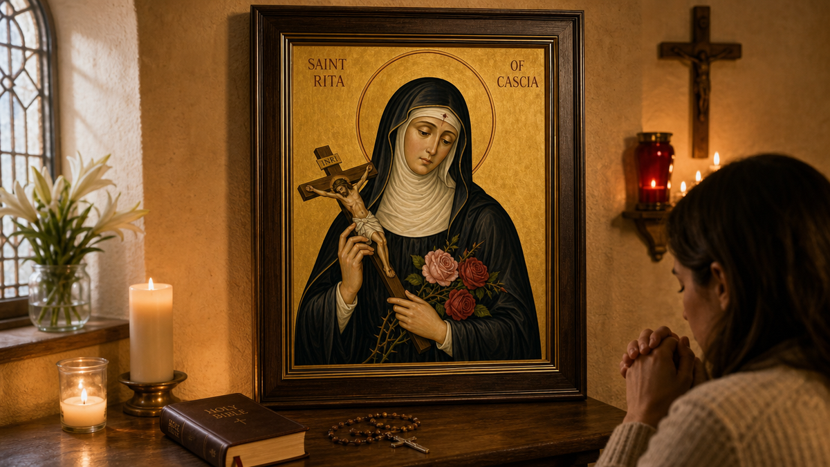 Saint Rita of Cascia Icon 8 by 10 Print Framed