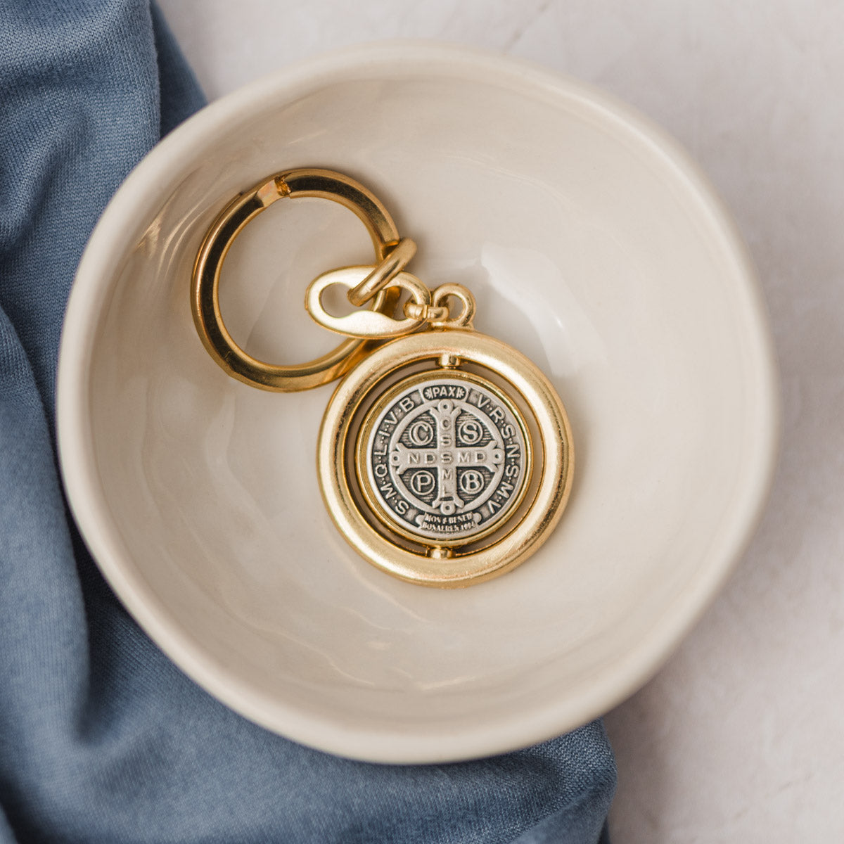 St. Benedict Gold Swivel Keychain - Journeys of Faith
