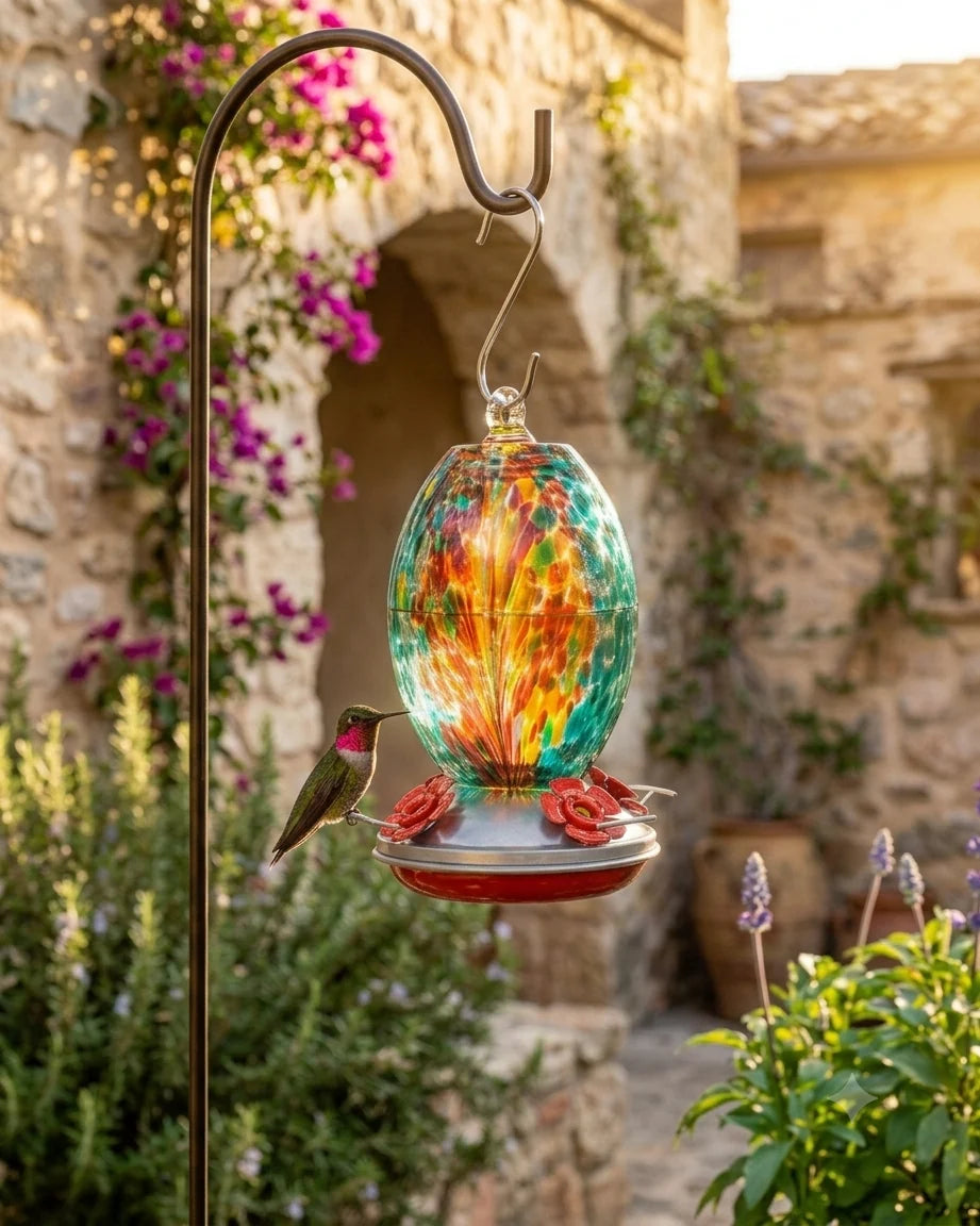 The_Fire_Ocean_Olive_Glass_Hummingbird_Feeder