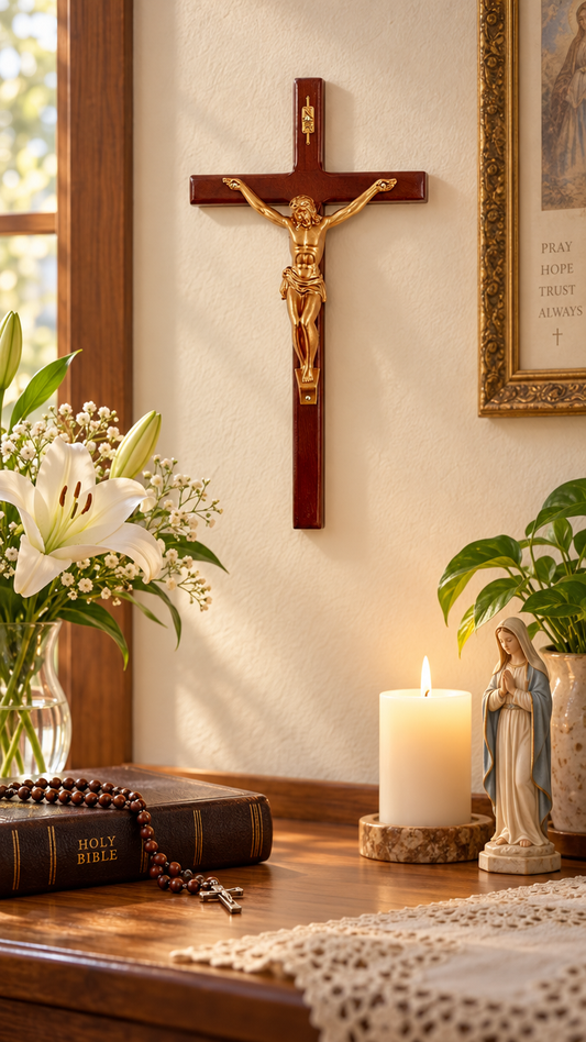 Wood Wall Crucifix 10"