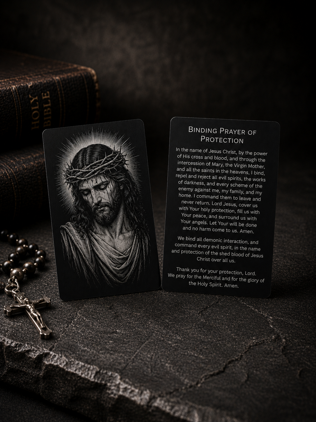 Metal Prayer Card and Personalized Wood Case
