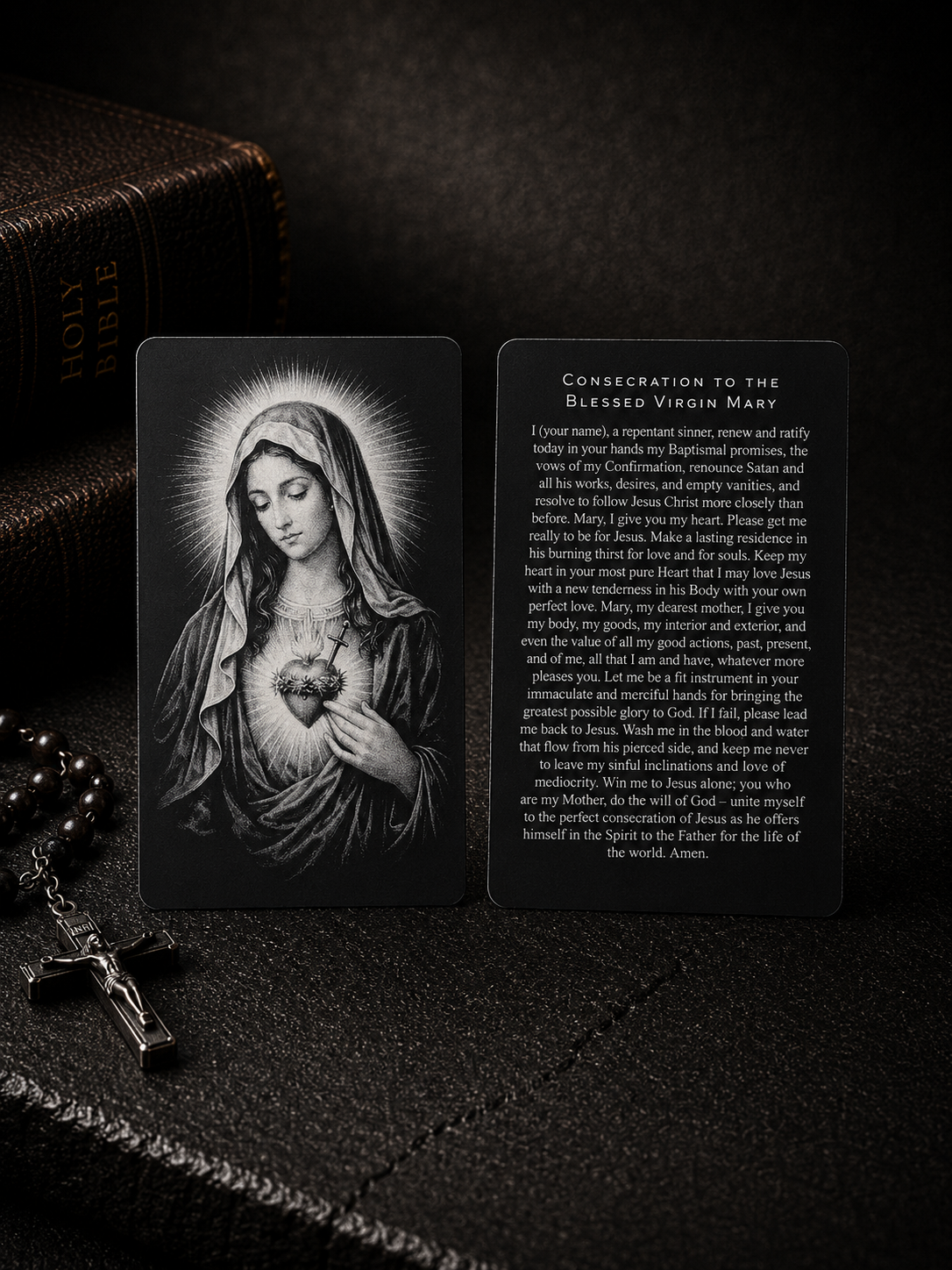 Metal Prayer Card and Personalized Wood Case