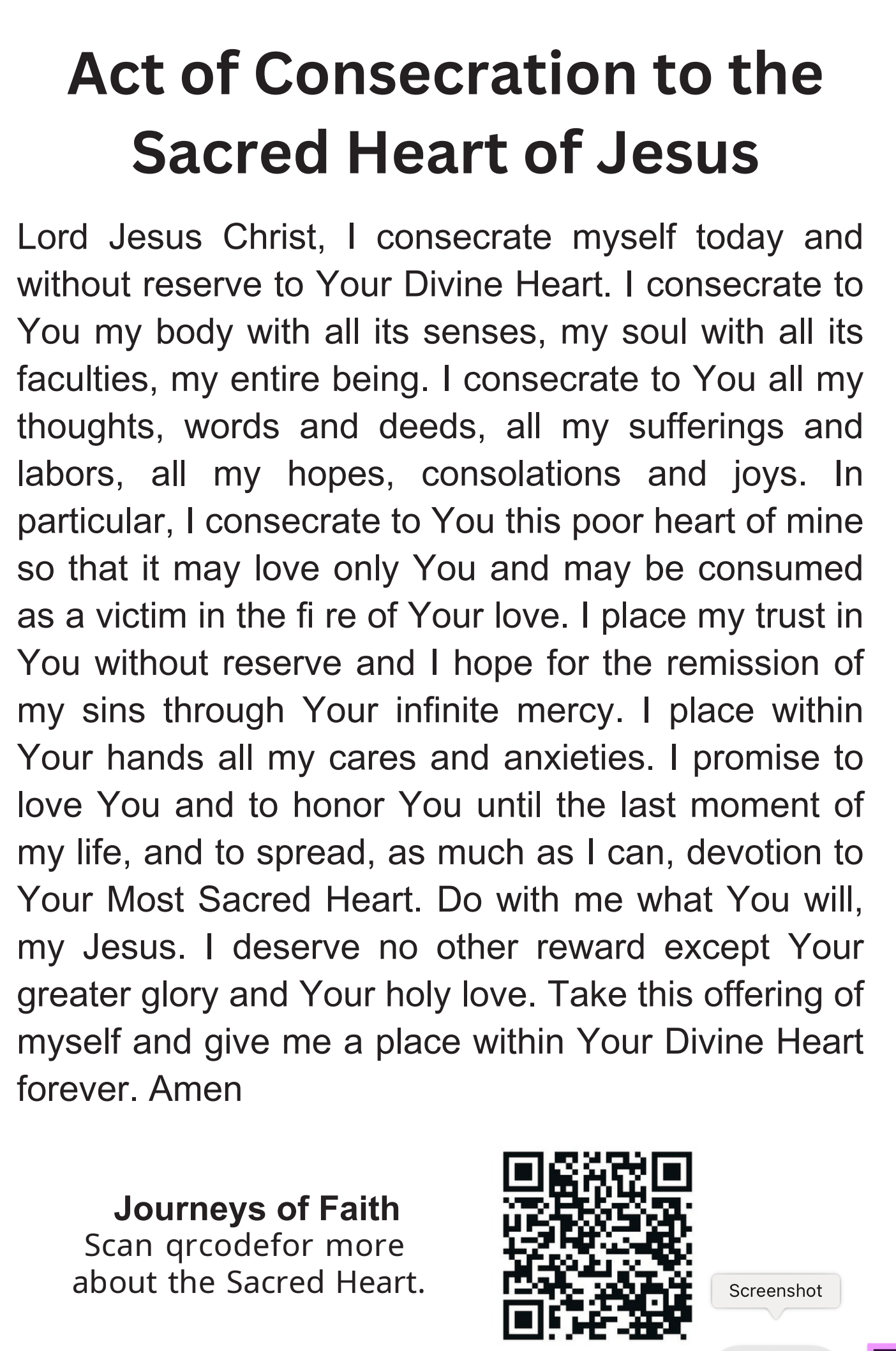 Sacred Heart of Jesus Consecration Prayer Cards 3.5 by 5.25 Laminated - Journeys of Faith