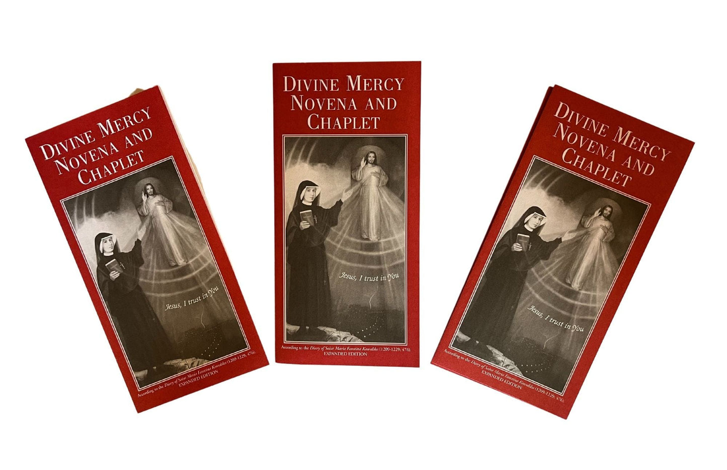 Divine Mercy Novena cards by Bob and Penny Lord, Christian Holy Cards with religious imagery and prayers for spiritual devotion.