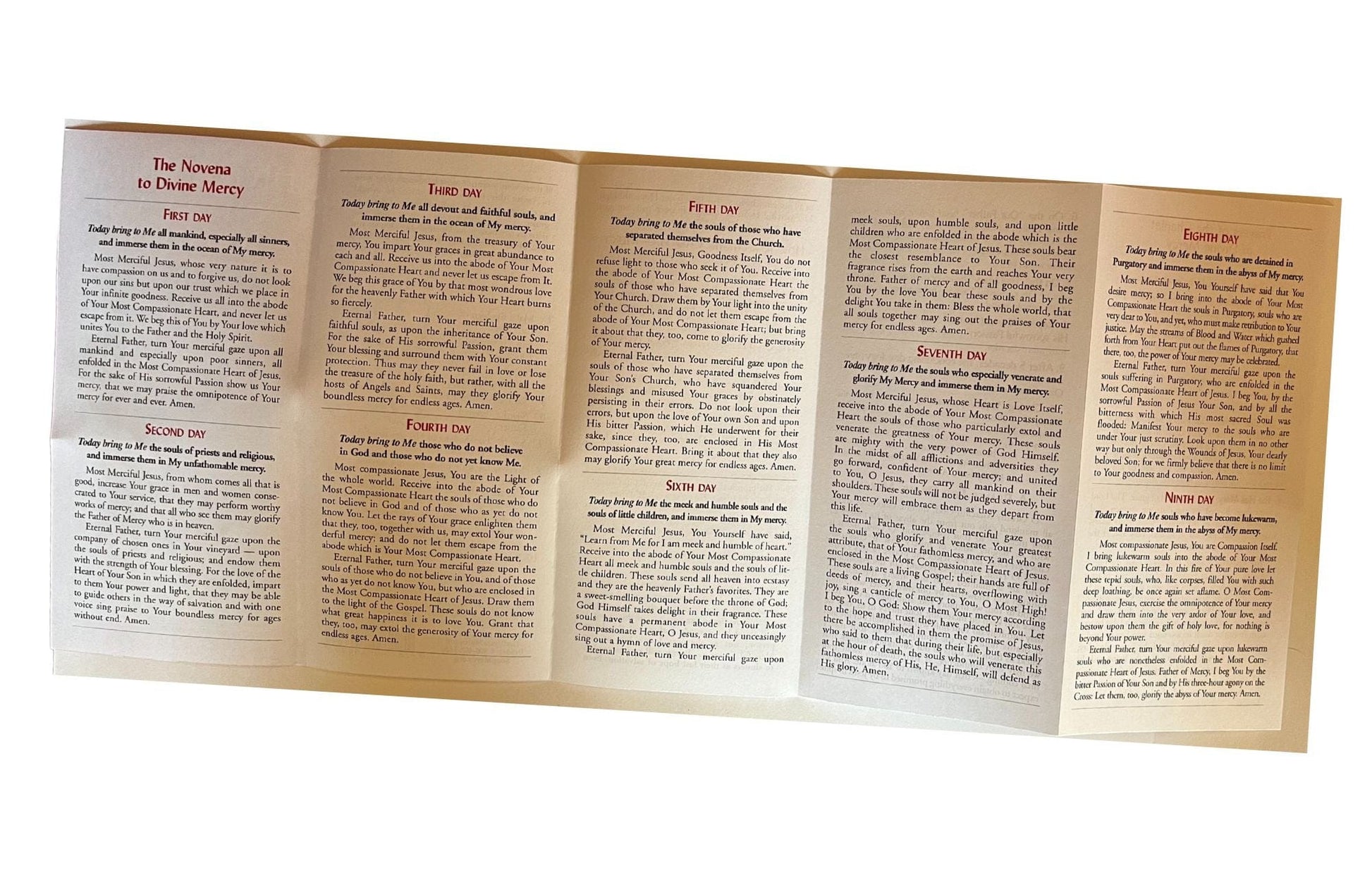 Divine Mercy Novena Cards featuring Christian holy cards by Bob and Penny Lord, with a full back design and religious imagery.