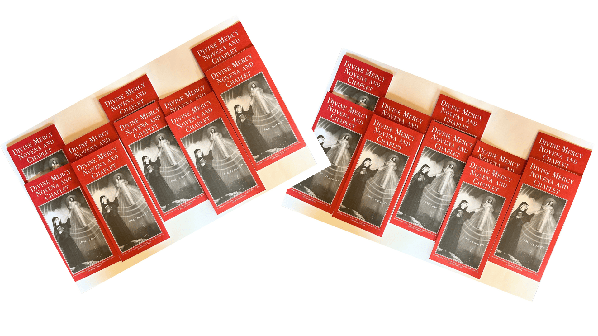 Twenty Divine Mercy Novena Christian Holy Cards by Bob and Penny Lord, featuring religious imagery and prayers for devotion.
