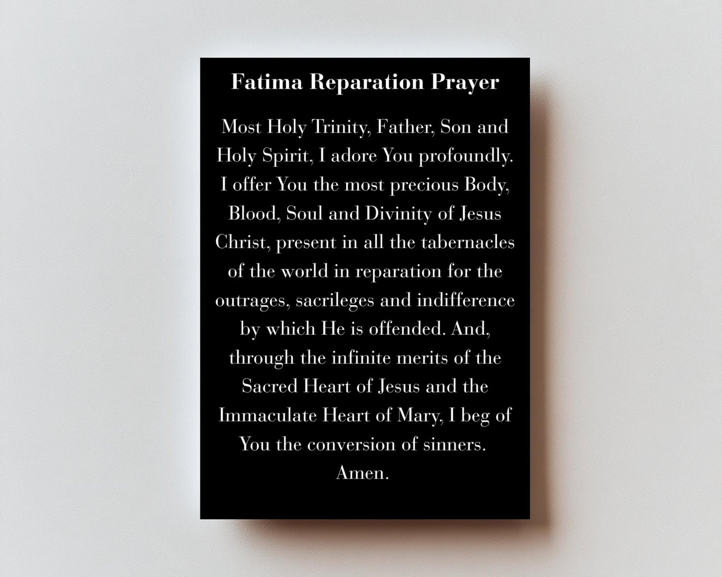 Fatima Reparation Prayer Premium Metal Prayer Card
