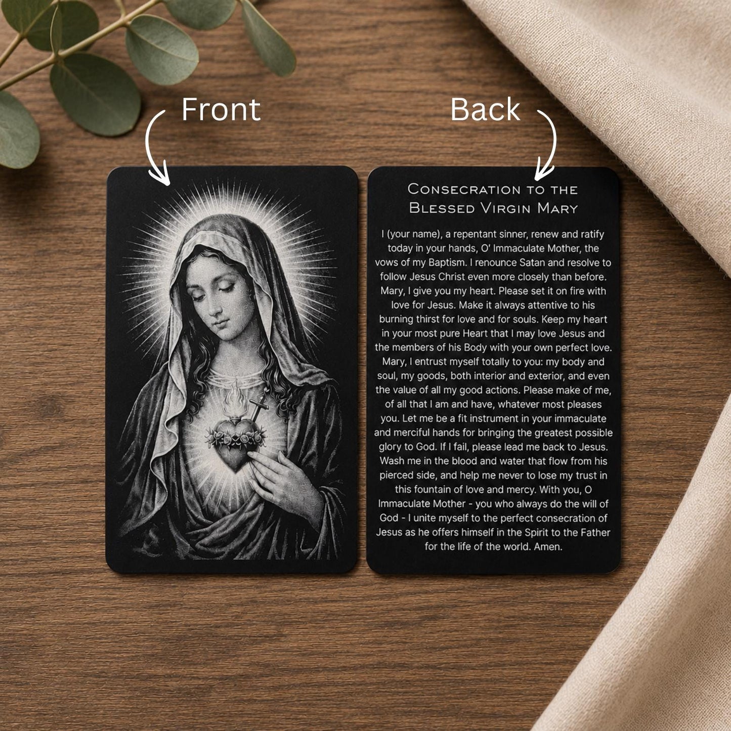 Consecration to the Blessed Virgin Mary Premium Metal Prayer Card