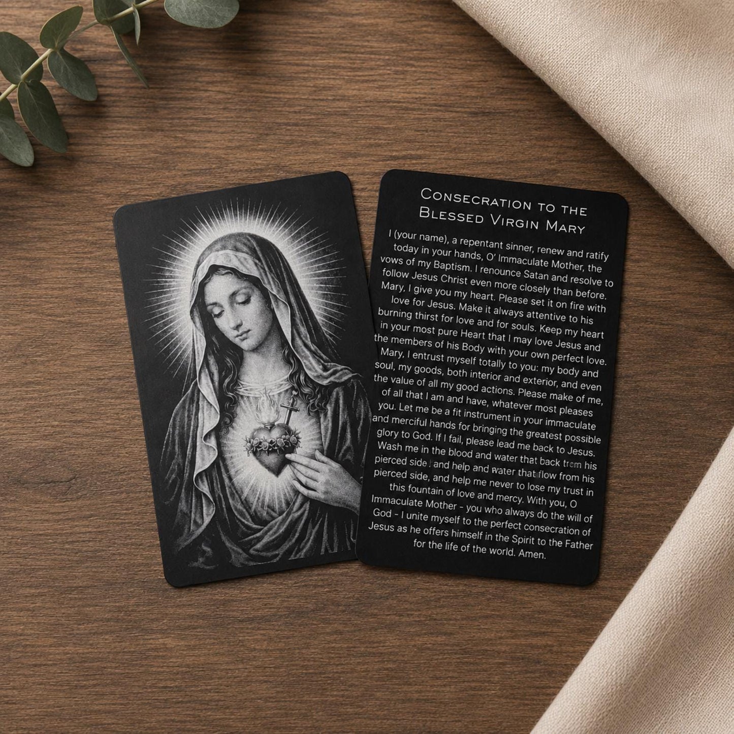 Consecration to the Blessed Virgin Mary Premium Metal Prayer Card