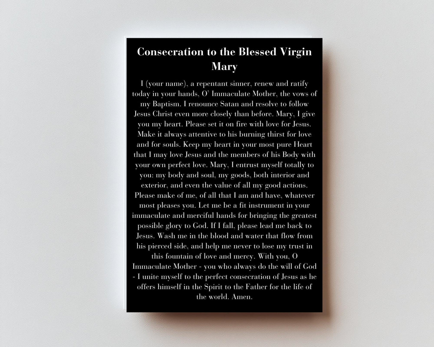 Consecration to the Blessed Virgin Mary Premium Metal Prayer Card