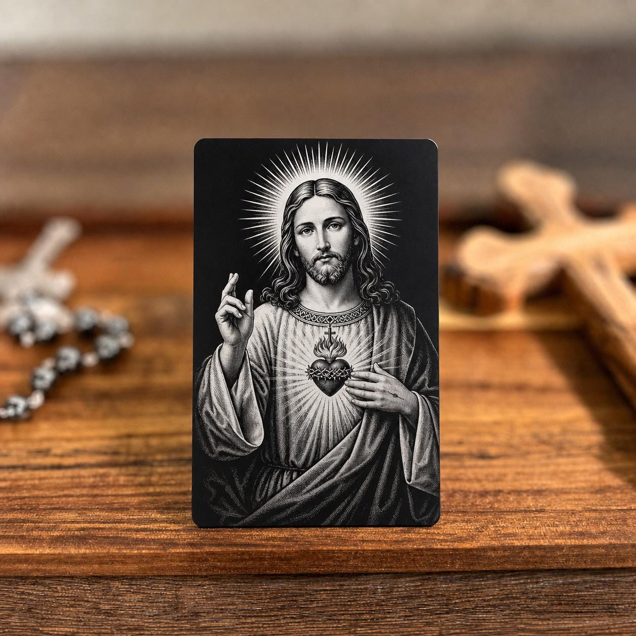 Consecration to the Sacred Heart of Jesus Premium Metal Prayer Card