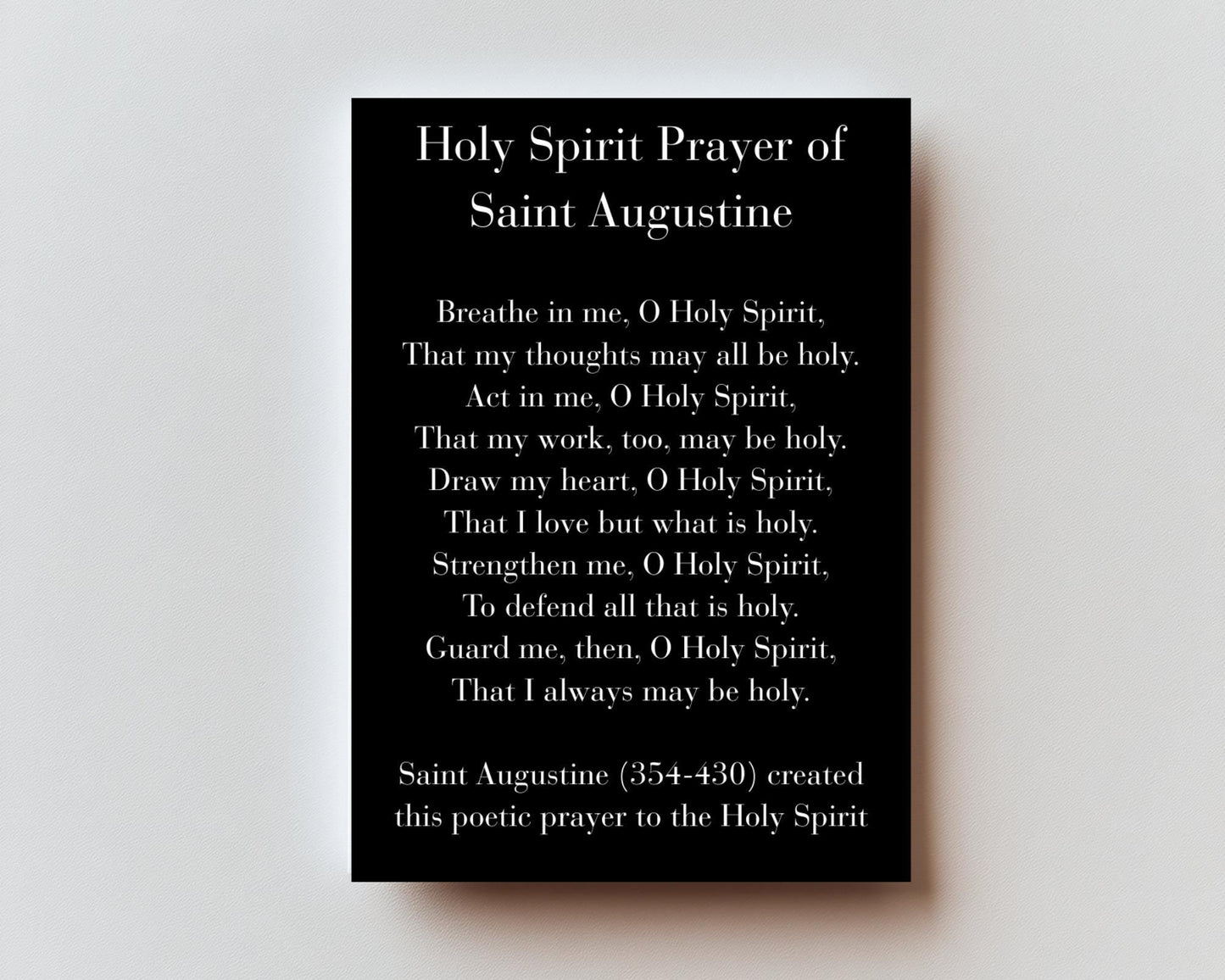 Holy Spirit Prayer of Saint Augustine Premium Metal Prayer Card