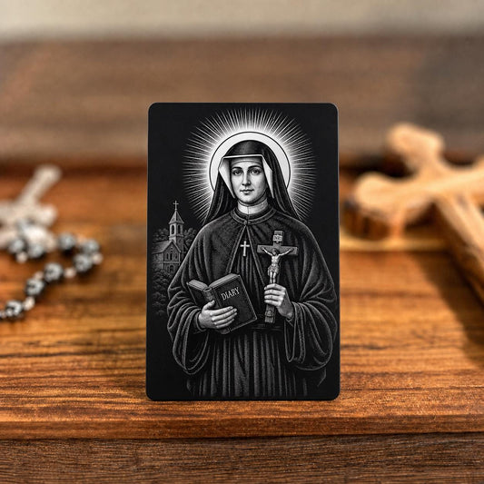 Prayer to St. Faustina  Premium Metal Prayer Card