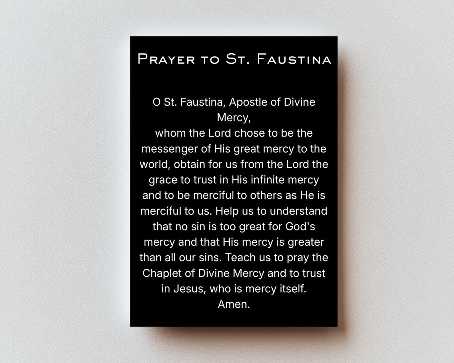 Prayer to St. Faustina  Premium Metal Prayer Card
