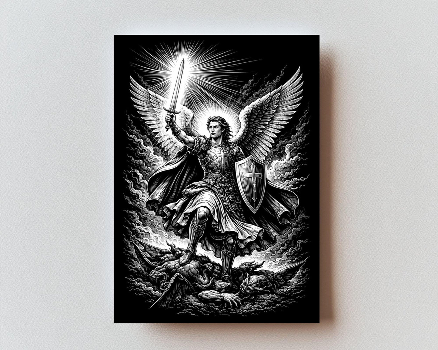 Classic St Michael Premium Metal Prayer Card