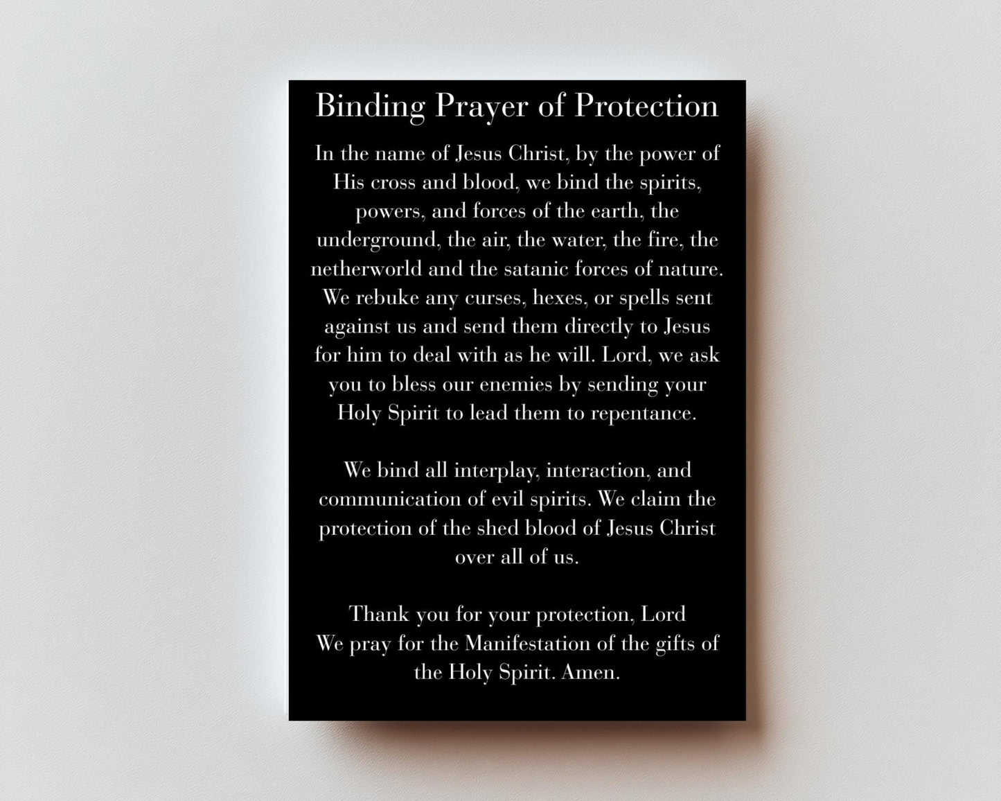 Binding Prayer of Protection Premium Metal Prayer Card