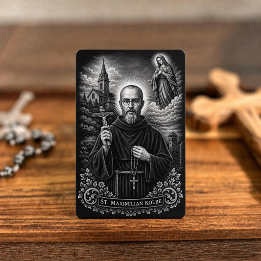 Prayer to Maximilian Kolbe for the Grace to be Freed From Addiction Premium Metal Prayer Card
