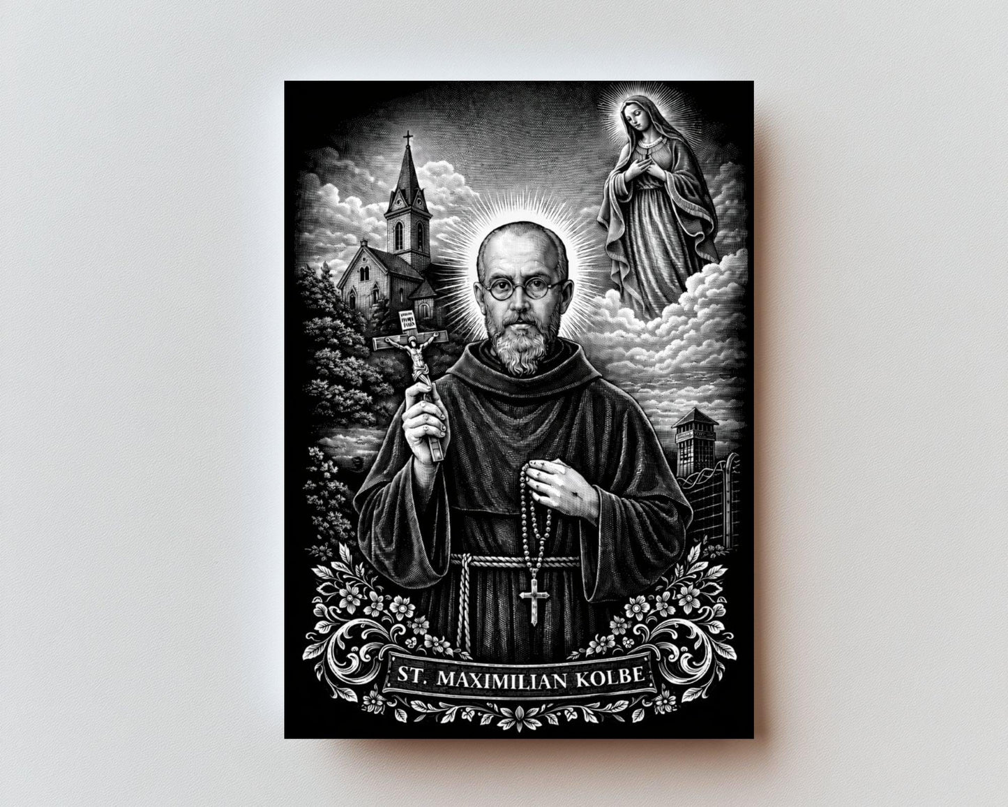 Prayer to Maximilian Kolbe for the Grace to be Freed From Addiction Premium Metal Prayer Card