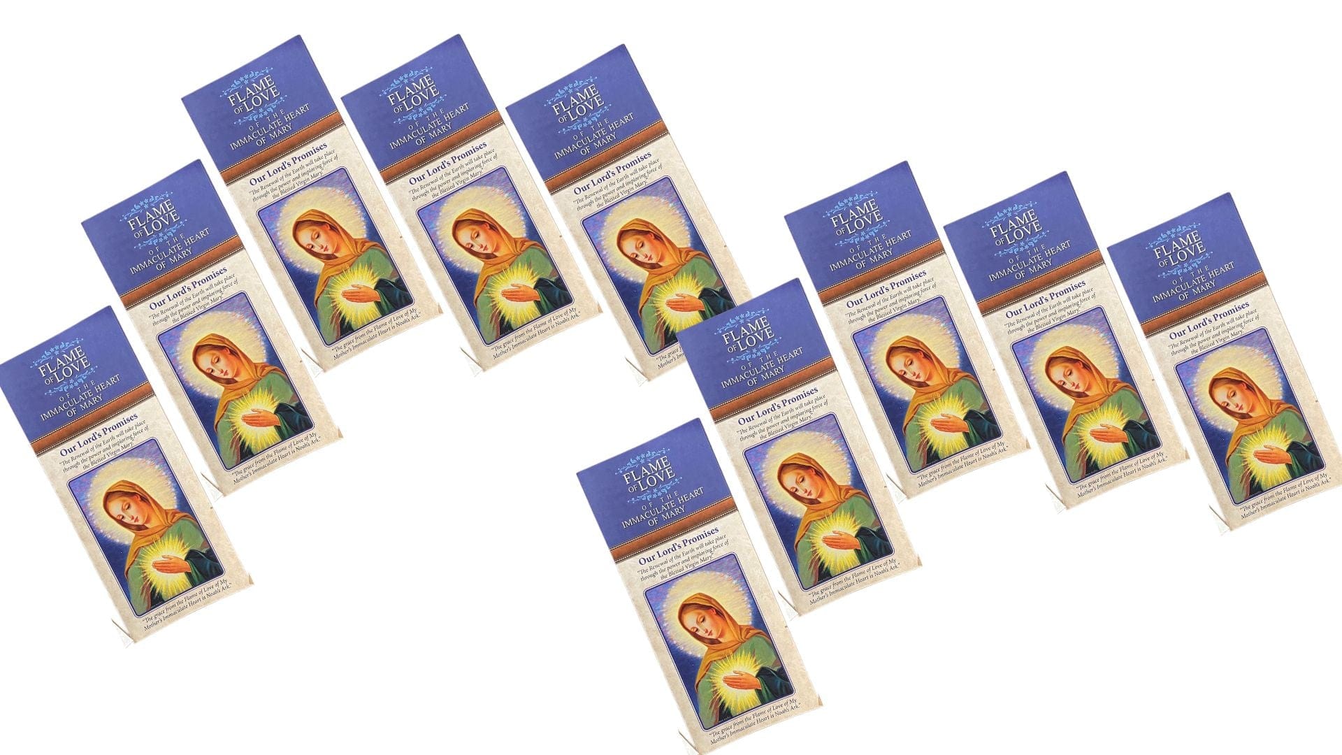 Set of 20 Flame of Love Prayer Trifolds by Bob and Penny Lord featuring inspiring prayer promises and spiritual messages.