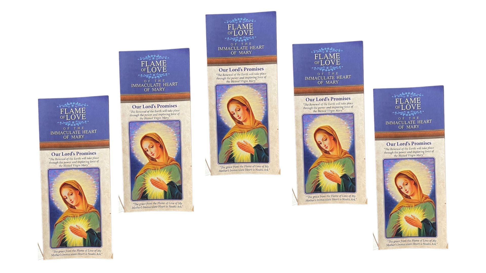 Ten Flame of Love Prayer Trifold cards by Bob and Penny Lord featuring promises and devotional imagery.