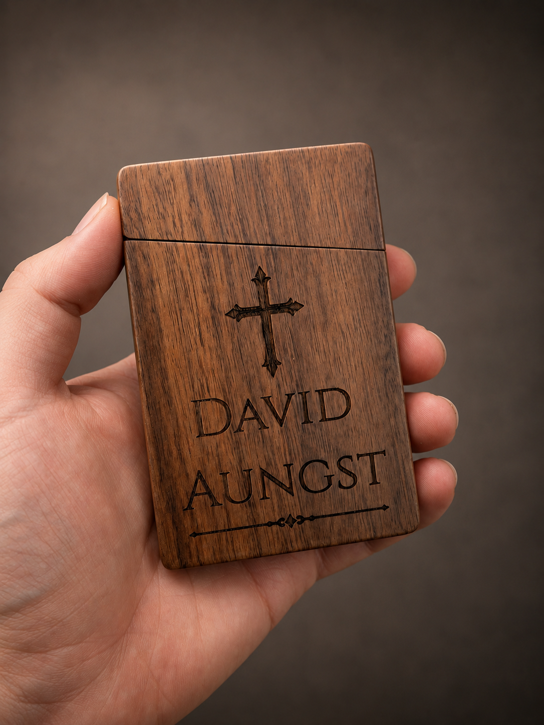Metal Prayer Card and Personalized Wood Case