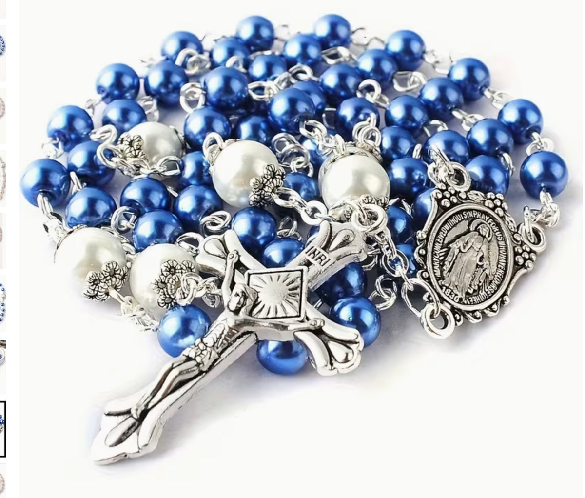 O.L. of  the Miraculous Medal Blue Rosary,  New  #Gftshp-119