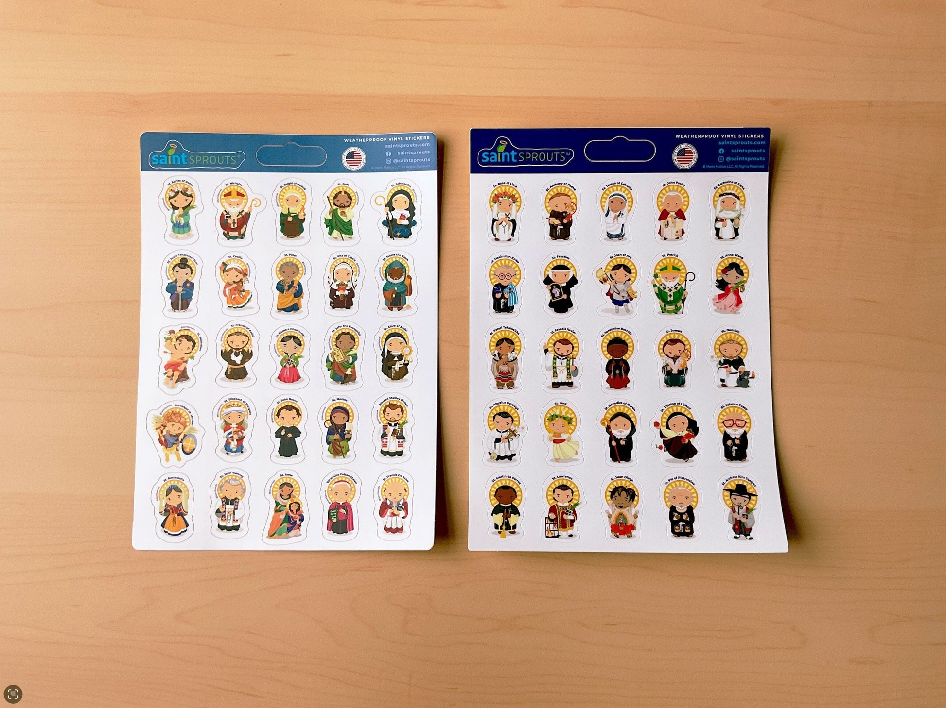 BUNDLE: Saint Sticker Sheets - VERSION 1 & VERSION 2 - Journeys of Faith