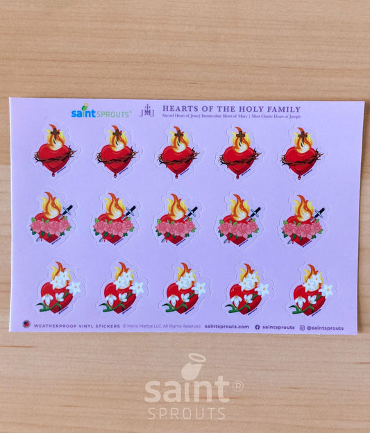 Sacred Hearts Vinyl Sticker Sheet / JMJ Sacred Hearts Sheet - Journeys of Faith