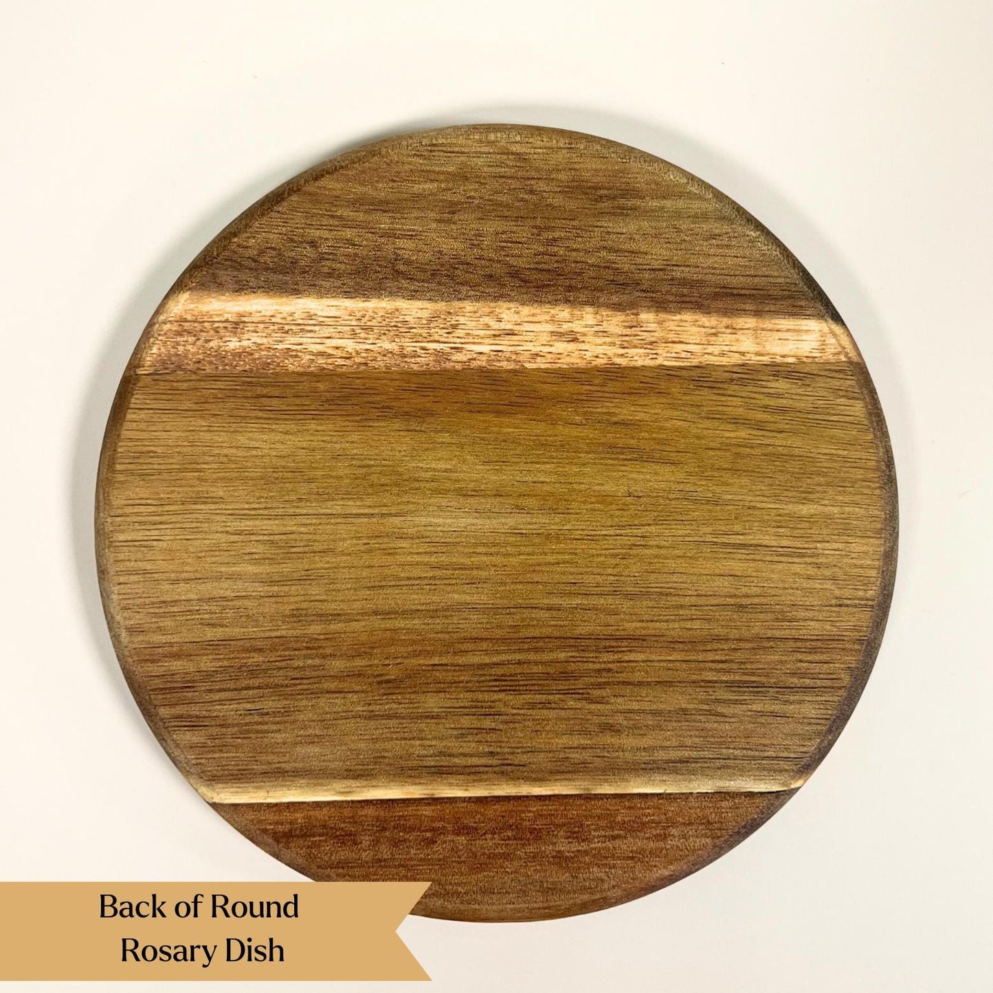 Wooden Rosary Dish Marian Symbol