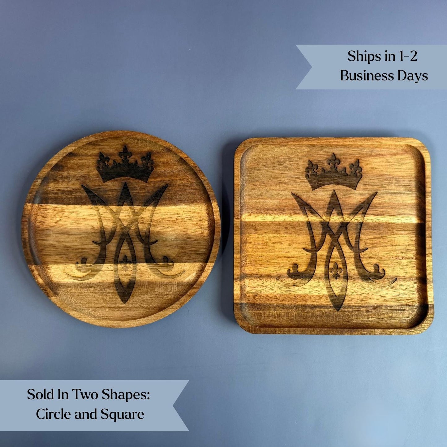 Wooden Rosary Dish Marian Symbol